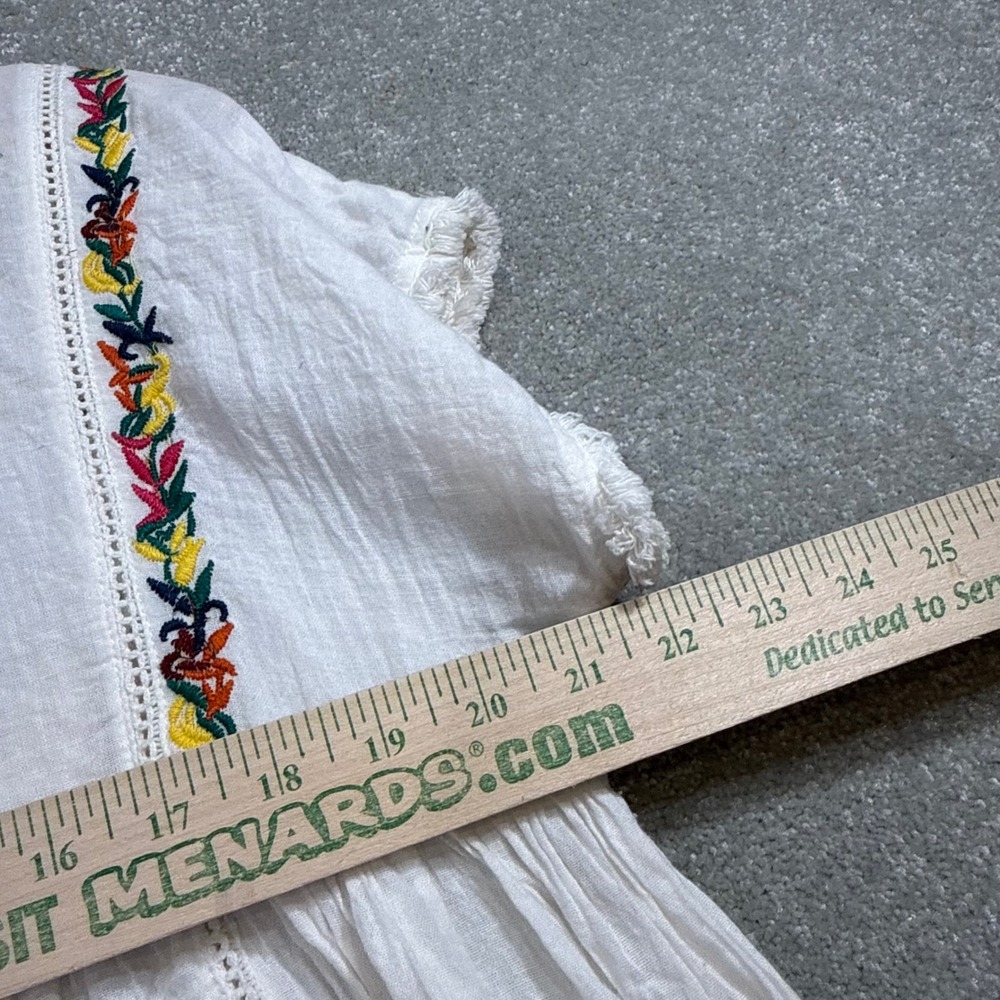 THML Oaxacan Embroidered Cotton Gauze Babydoll Blouse Large Peasant Tribal Boho - Picture 11 of 13